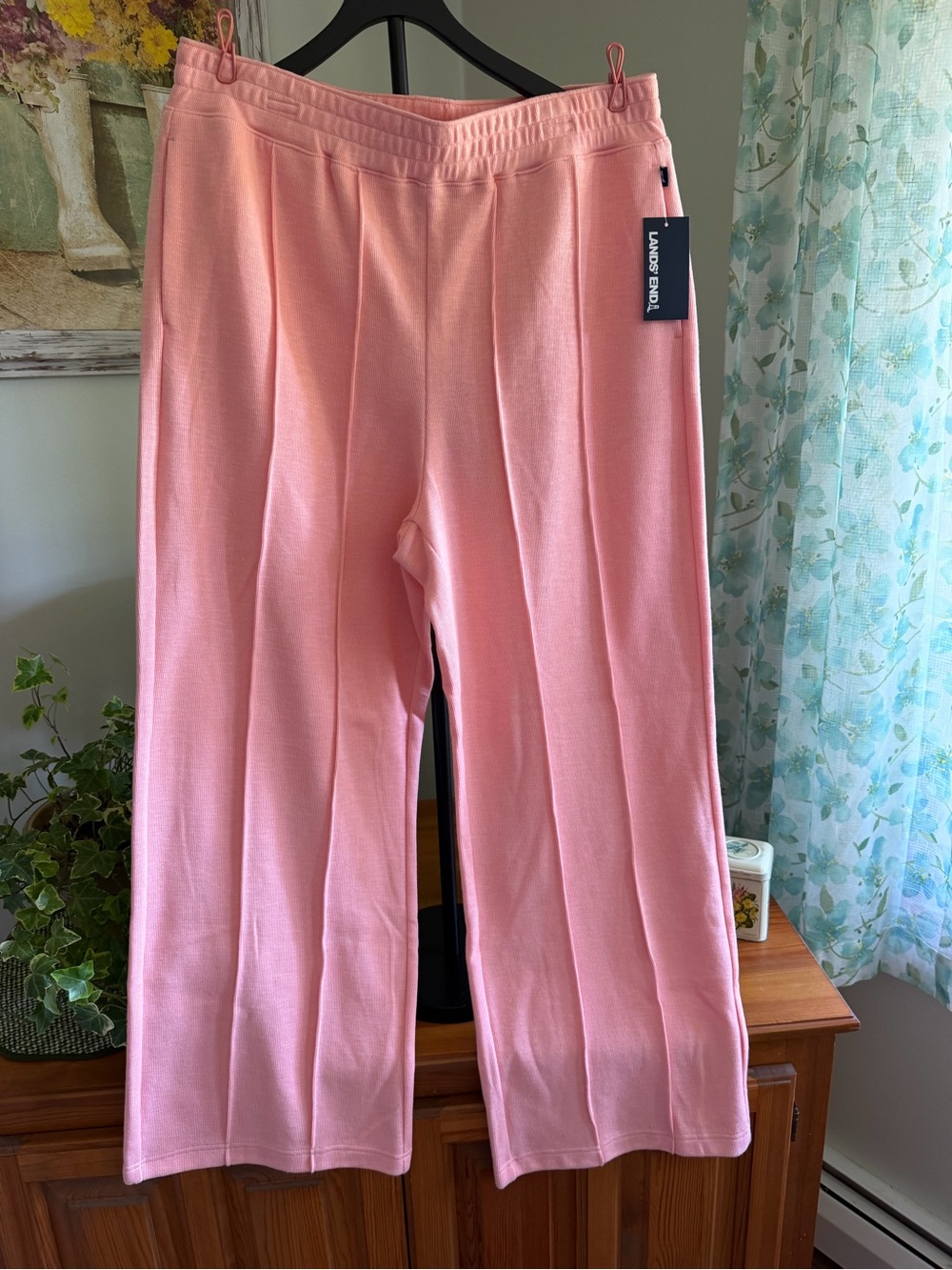 Lands' End Pink Wide-Leg Knit Sweatpants MSRP $80